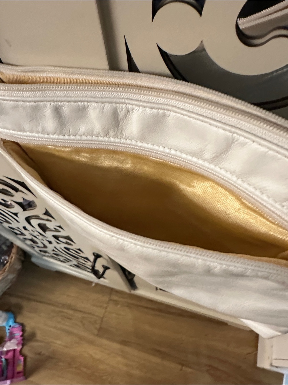 White Crossbody Bag with Gold Hardware - Women's Shoulder Purse - Picture 5 of 5